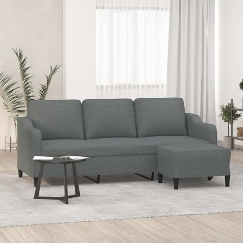 Mimdixy Relaxsofa Küchensofa Schlafcouch,3-Sitzer-Sofa mit Hocker Dunkelgrau 180 cm Stoff für Wohnzimmer Schlafzimmer Gästezimmer