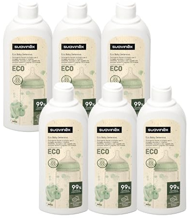 Suavinex Multipack Eco Detergente per Biberon e Tettarelle 6 x 500 ml | Ecologico, Detergente stoviglie