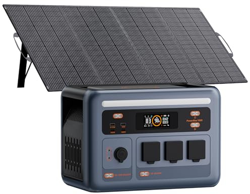 PowerMax 1800SE Tragbare Powerstation mit 400W Solarpanel | 1024Wh LFP Batterie Backup mit 3x1800W AC Ausgäng, Schnellladung von 0-80% in 45 Mins, Notstromaggregat für Camping