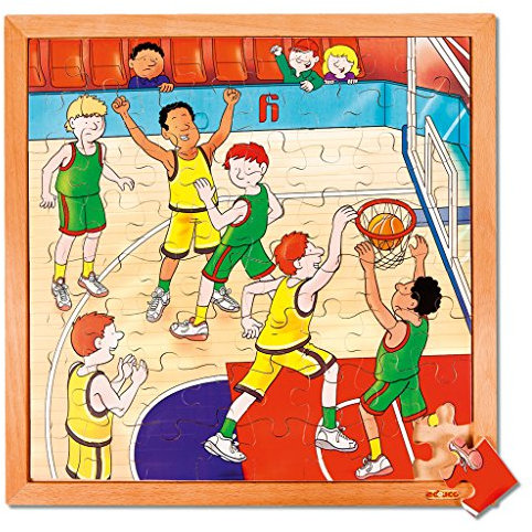 Wiemann Lehrmittel Holzpuzzle für Kinder, Verschiedene Sport-Motive, 64 Teile (Basketball)