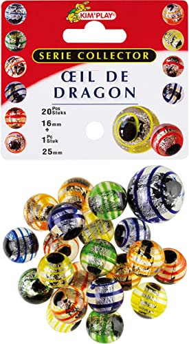 Kimplay- Lot de 20+1 Billes, Œil De Dragon, 3 ans to 99 ans, 9072, Taille unique