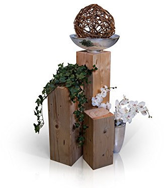 moebel-eins Blumensäule 3-er Set aus Holz Fichte massiv Dekosäule Holzsäule Säule Landhaus Design, eichefarbig, 19x19 cm