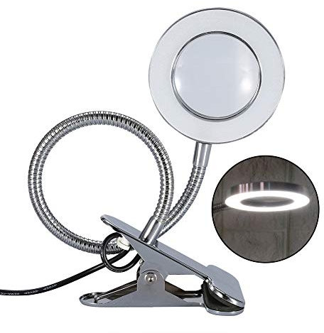 Lampe de Tatouage LED, Lecture Permanente Portable Maquillage Loupe 2.5X Loupe USB Lampe de Bureau avec Clip Lumière Parfaite pour Sourcils Lèvre Extension de Cils Réparation de Montres