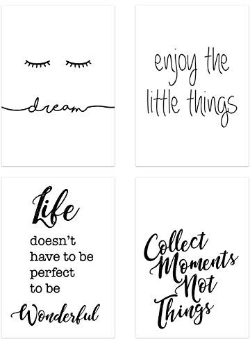 PICSonPAPER Poster 4er-Set Leben ungerahmt DIN A4, Dream, Enjoy The Little Things, Life Doesn't Have to be Perfect, Collect Moments not Things (Dreamjoy, ohne Rahmen)