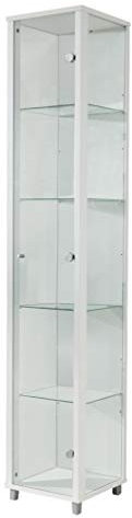 BR-Wohndesign Glasvitrine 172x32x33 cm in Weiss mit 4 Glasböden, perfekt für Sammler