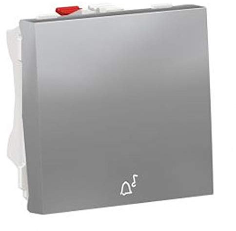 Pulsador ancho, 2 módulos, símbolo de timbre, color aluminio (Schneider Electric NU320630C)