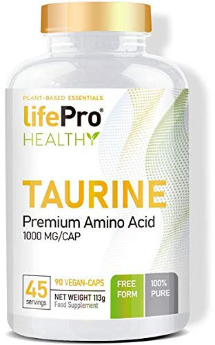 Life Pro Taurine 1000mg 90 Vegancaps | Taurina 1000 mg en cápsulas veganas | Polvo encapsulado | Efecto inmediato y duración máxima | Potente energizante | Elimina la fatiga