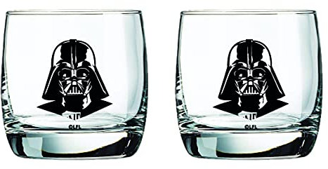Star Wars Glass Set - Darth Vader - Collectible Gift Set of 2 Glasses - 10 oz Capacity - Classic Design - Heavy Base