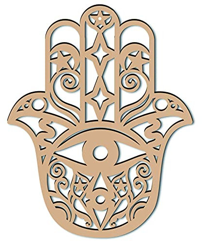 CREATCABIN Hand von Fatima Dekor Wand Holz Wandkunst Kristallgitter Heilige Geometrie Laser Cut Wandskulptur Hängende Dekor Für Home Office Yoga Studio Dekoration 30 x 24 x 0.6cm