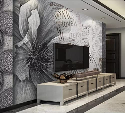 Papier Peint 3D Intissé Lettres Anglaises De Fleurs Rétro Papier Peint Panoramique 3D Moderne Décoration Murale