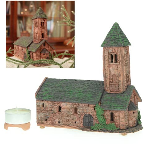 Midene Keramik Teelichthaus, Handarbeit, Künstlerisches Miniatur, Historische Kapelle in Taize, Frankreich, A262N