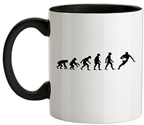 Evolution of Man Basketball - 11oz - Ceramic Two-Tone Mug for Coffee/Tea - Black/White - One Size