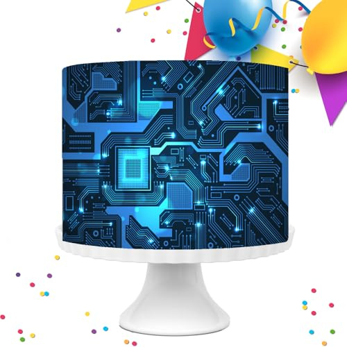 CIRCUIT BOARD BLUE WRAP AROUND EDIBLE CAKE TOPPER ICING DECORATION 1 SHEET