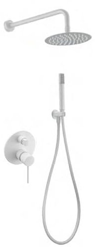 IMEX - Conjunto de ducha empotrada pared con rociador y mango de ducha - Griferia ducha de baño de 2-Vías Serie MILOS STICK GPMS045/BL Blanco Mate