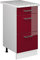 Vicco Küchenunterschrank R-Line, Bordeaux Hochglanz/Weiß, 40 cm mit Schubladen, AP Marmor
