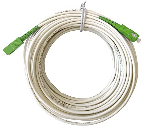 D.Square - Cable de Fibra Óptica 30m Monomodo Simplex G657A2 9/125µm LSZH, Latiguillo Blanco FTTH SC/UPC-SC/UPC, Compatible Operadores Movistar Jazztel Vodafone Orange Amena Masmovil Yoigo.
