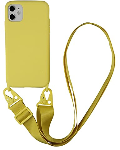 Bakicey Handykette Hülle für iPhone 14 Pro, Necklace Handyhülle Liquid Silikon Cover mit Kordel Schultergurt zum Umhängen Schutzhülle mit Stylische Band Case für iPhone 14 Pro, Yellow