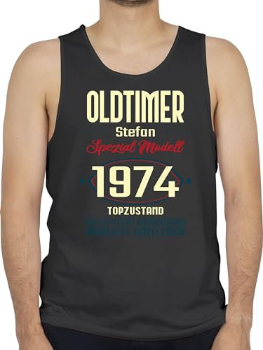 Tanktop Herren Tank Top Männer - 50. Geburtstag - Oldtimer Spezial Modell 1974 zum Fünfzigsten - Name Aufdruck - dunkel - XXL - Schwarz - 50 1973 Personalisieren und Jahre personalisierte 50ziger