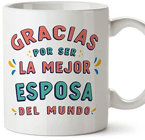 MUGFFINS Tazas para MUJER/ESPOSA - En Español - Gracias por ser el mejor - 11 oz / 330 ml - Regalo original y divertido