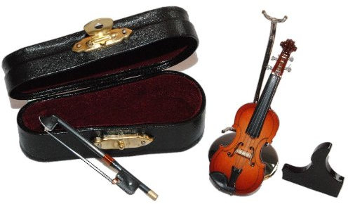 alles-meine.de GmbH 3 TLG. Set Violine mit Kasten - Holz Miniatur - Maßstab 1:12 - Puppenstube Musikinstrument Geige Musik