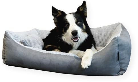 4L Textil Teo Katzenbett flauschig Katzenkörbchen Katzensofa Kuscheliges Hundebett kleine Hunde Katzenkorb waschbar Hundekorb für Welpen Grau (60x40 cm, Grau)