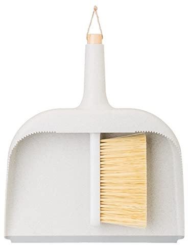 VIGAR - Cepillo de Limpieza y Recogedor - De Mano - 28,5 x 6 x 34 CM - Zeroline - Madera de Bambú - para Cenizas de Chimenea y Barbacoa o Migas - Gris