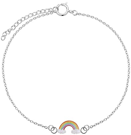 LOVE YOUR CITY Kinderschmuck Armband kleiner Regenbogen. Schmuck Geschenke für Kinder, Mädchen, aus 925er Sterling Silber 14-17cm Kinderschmuck verstellbar. Kommt in Geschenkbox.