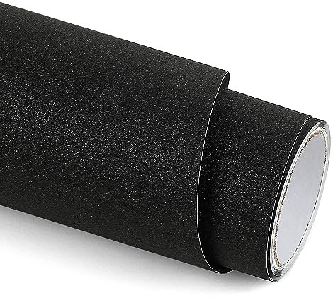 Lya Vinyl Glitzer Vinylfolie Plotter, 30,5 cm x 152,5 cm Plotterfolie Selbstklebende Permanentes Plotterfolie Viny für Cricut, Silhouette Cameo, für Erfordert stark haftendes Transferpapier (Schwarz)