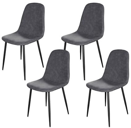 HTI living Stuhl Savannah PU 4er-Set Esszimmerstuhl Kunstleder Antikgrau