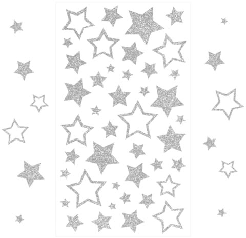 Bluelves Weihnachts Sticker, 10PCS Silber Stern Stickers, 420 x Glitzer Silber Weinachten Sterne Aufkleber, Selbstklebende Weihnachtsdeko, für Weihnachtliche Bastelarbeiten und Deko Geschenk