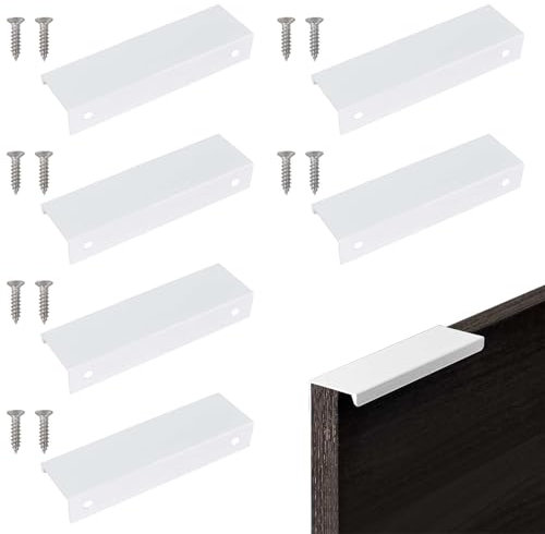 6 Piezas Tirador Oculto para Armario, Manija de La Puerta del Gabinete, Manijas de Aluminio con 12 Tornillos, Muebles de Cocina Tiradores Ocultos para el Hogar Cocina Puerta Cajón Armario (12cm)