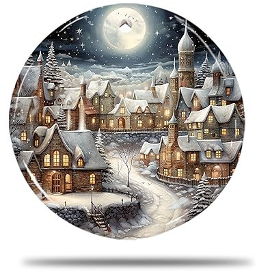 Keramik Weihnachts Ornamente, 7.3Cm Eine Stadt Im Weihnachtsdorf-Vektor 3D Christbaum Hängeornamente Christbaum Baumschmuck Anhänger Keramik Ornamente