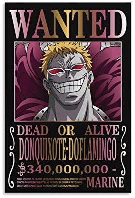 Anime One Piece Wanted Poster Doflamingo Home Decor Poster Wandkunst Hängende Bild Druck Dekorative Malerei Poster 30 x 45 cm