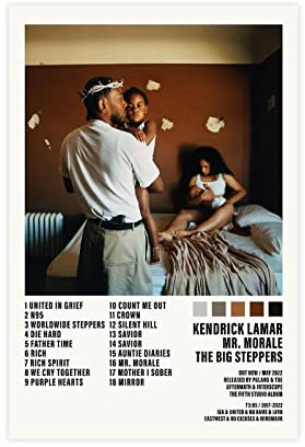 BSapp Kendrick Lamar, Mr. Morale The Big Steppers Tracklist Album Cover Poster Leinwand Poster Schlafzimmer Dekor Sport Landschaft Büro Zimmer Dekor Geschenk 30 x 45 cm