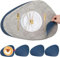 Tischsets Platzsets Abwaschbar,Platzdeckchen Abwaschbar und Unterteller,Tischset Leder,Doppelseitigen Platzset 4er Set Platzdeckchen Rund,Tischset Lederoptik Teller Untersetzer(Hellgrau Dunkelblau)