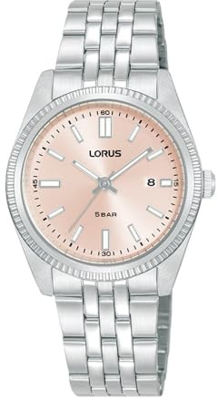 LORUS Damen Analog Quarz Uhr mit Edelstahl Armband,Silber/Blau
