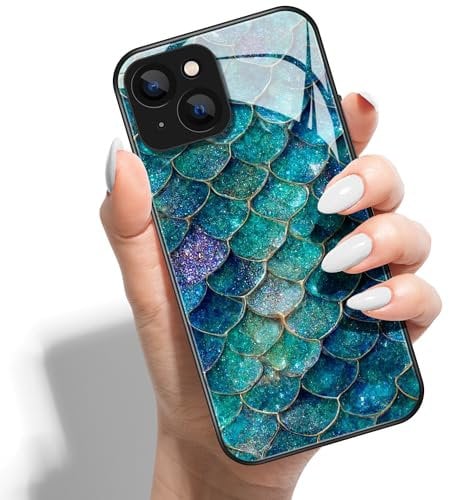 Printed Phone Case for iPhone 11 Pro Max 6.5 HD Glass PC Hard Back Cover with Shockproof Silicone Skin Butterfly Love Marble Pattern Design for Girls Boys -Fish Scale Marble