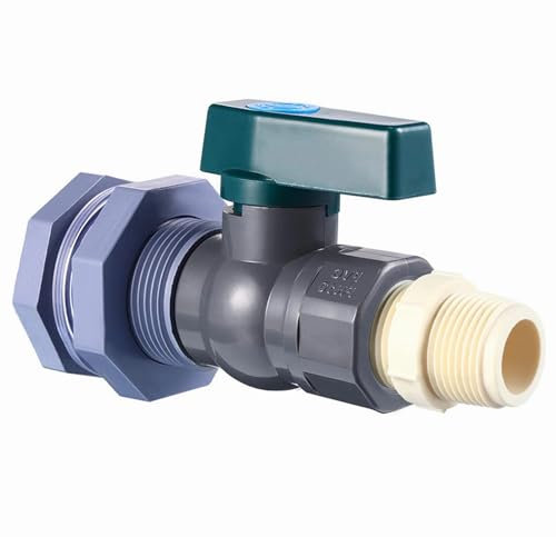 3/4 Zoll PVC Zapfen Regentonne Wasserhahn Kit Regentonne Wasserhahn Ventil mit Schottanschluss & Schlauchadapter für Aquarien Pools Wassertank Gartenfässer (Außendurchmesser 20 mm)