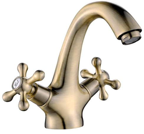Stilo Retro Wasserhahn Küche und Bad - Hochwertige Messing Küchenarmatur - Ideal als Waschtischarmatur, Spültischarmatur und Klick-Stecker