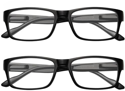 Gaoye 2er-Pack Lesebrillen +1.75 – Blaulichtfilter, UV-Schutz – Lesebrillen mit rechteckigen Fassungen
