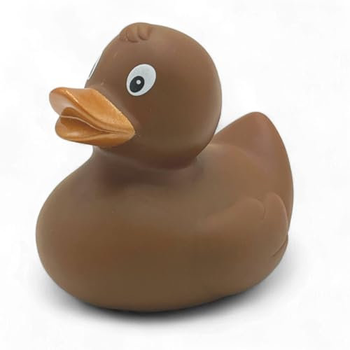 Quietscheente Renate Regenbogen Braun, eine original Badeente von SUPERLOTTI®, der Qualitätsmarke für Kinder! Nur echt in der Apfelbox!