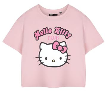 Hello Kitty T-Shirt Court à Manches Courtes Rose Kitty Femme | Club Graphic Tee pour Dames | Haut Rose Filles | Produits pour Elle