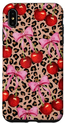 Cherry Pink Bow Coquette Cute Leopard Girl Aesthetic Case for iPhone XS Max