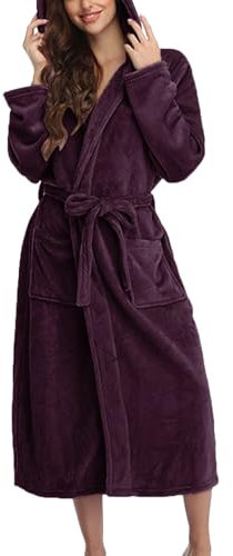 Nuaoxyeu 5 Monthly Payments Items Dressing Gowns for Women UK Fluffy Hooded Robe Fleece Full Length Bath Robe Plus Size Dressing Gown Winter Cozy Pct-Off 50-70 Clearance