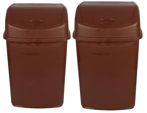 Jolie Max Set of 2 55L Extra Large Recycling Bins with Swing Lid – Durable Plastic Dustbin for Waste Management, Home & Office Use – Easy to Clean, 110L Total Capacity (BROWN)