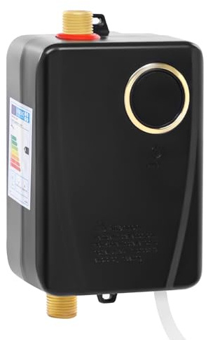 MEHOOSPVN Warmwasserspeicher Boiler 3500W 1-5L/min Warmwasserboiler Untertischgerät Kleinspeicher Elektrisch Druckfester Untertisch 20~50℃ Temperatur Einstellbarer Durchlauferhitzer 23.5 * 19 * 10cm