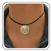 Inilbran Collier Ras Du Cou En Cuir Boho Collier Pendentif Disque Martelé Collier Cordon En Cuir Noir Collier Ras Du Cou Gothique Collier En Daim Cuir Court Collier Noir Pour Femmes
