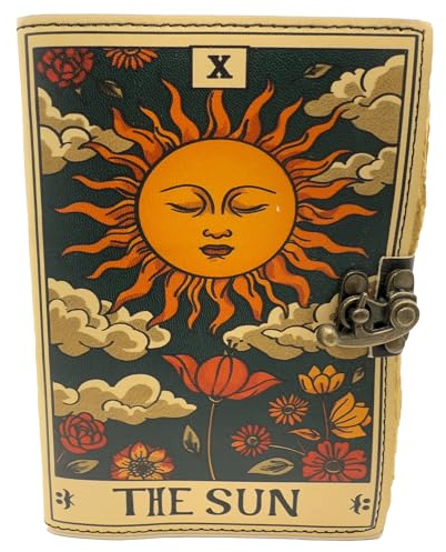 Keskin Handgefertigtes Grimoire-Tagebuch aus Leder - Zauberbuch der Schatten für Hexerei, Wicca, Hexentagebuch & Notizbuch - Vintage Blanko Journal für Zaubersprüche und Ritualnotizen, 18 x 12 cm (Die