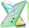 for iPhone 11 Case, Translucent Matte Back Compatible with Magsafe Magnetic Slim Shockproof Protective Case with Lanyard Strap and 2*9H Tempered Glass Screen Protector Phone Cover 6.1-inch-Green