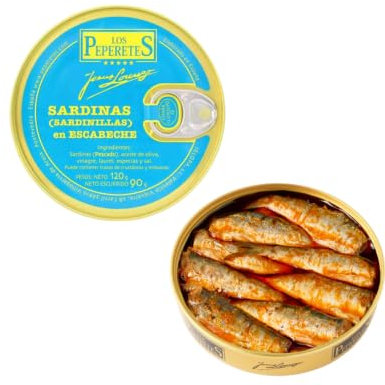 Los Peperetes - Sardinillas en Escabeche - Mejor Conserva de Marisco del Mundo - Recomendadas por David Beckham - 1 Lata 120g
